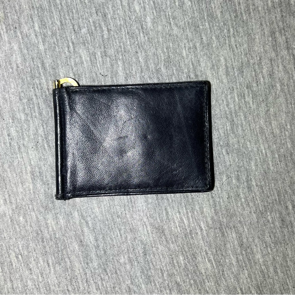 Vintage Black Leather Money Clip Wallet